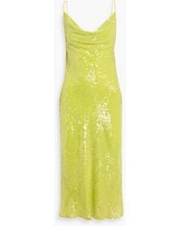 LAPOINTE - Draped Sequined Chiffon Midi Dress - Lyst