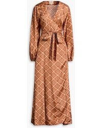 HANNAH - Luna Floral-print Silk Maxi Wrap Dress - Lyst