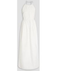 Max Mara - Gathered Cotton-Canvas Halterneck Maxi Dress - Lyst