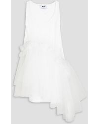 MSGM - Tiered Tulle And Stretch-cotton Jersey Mini Dress - Lyst