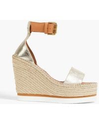 See By Chloé - Glyn Leather Espadrille Wedge Sandals - Lyst