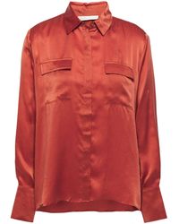 Maje Washed-silk Shirt Brick - Multicolour