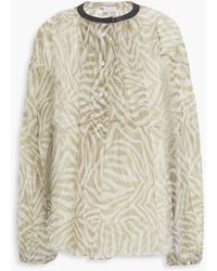 Brunello Cucinelli - Bead-Embellished Printed Silk-Organza Blouse - Lyst