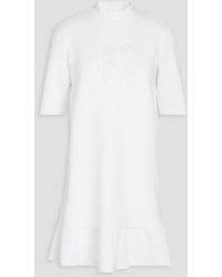 Emporio Armani - Embroidered Cotton-blend Jersey Mini Dress - Lyst