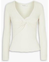 FRAME - Twist-front Ribbed Jersey Top - Lyst