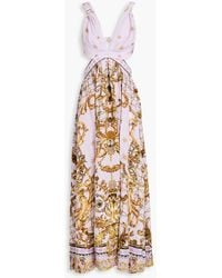 CAMILLA - Cutout Crystal-embellished Printed Silk Crepe De Chine Maxi Dress - Lyst
