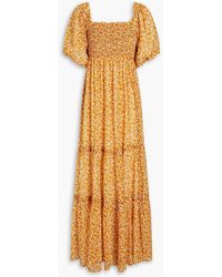 byTiMo - Maxikleid aus krepon mit floralem print und raffung - Lyst