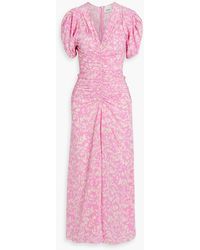 Isabel Marant - Lilia midikleid aus stretch-seide mit print und raffungen - Lyst