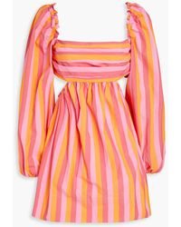 Rebecca Vallance - Mimi Cutout Striped Cotton-blend Poplin Mini Dress - Lyst