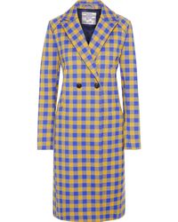 Baum und Pferdgarten Darcie Double-breasted Gingham Twill Coat Blue