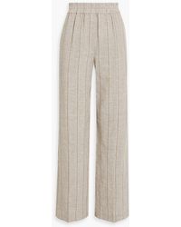 Brunello Cucinelli - Metallic Striped Linen Wide-leg Pants - Lyst