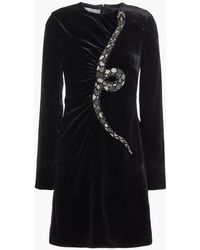 Valentino Garavani - Embellished Gathered Velvet Mini Dress - Lyst