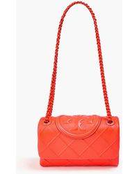 Tory Burch - Fleming neonfarbene schultertasche aus gestepptem leder - Lyst