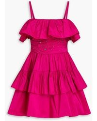 Zuhair Murad - Crystal-embellished Ruched Taffeta Mini Dress - Lyst