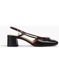 Maje - Chain-embellished Leather Slingback Pumps - Lyst