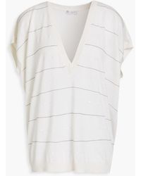 Brunello Cucinelli - Embellished Cashmere And Silk-blend Top - Lyst