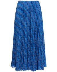 M Missoni Pleated Metallic Crochet-knit Midi Skirt - Blue