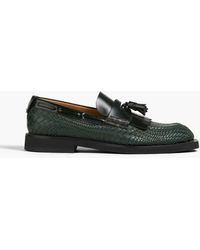 Emporio Armani - Tasseled Woven Leather Loafers - Lyst