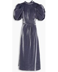 ROTATE BIRGER CHRISTENSEN - Cutout Gathered Metallic Jersey Midi Dress - Lyst