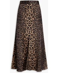 Galvan London - Leopard-print Silk-satin Midi Skirt - Lyst