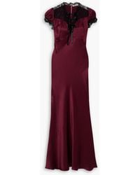 Rodarte - Lace-trimmed Silk-satin Midi Dress - Lyst