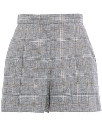 Sandro Liam Pleated Prince Of Wales Checked Jacquard Shorts Grey - Gray