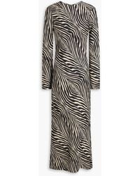 By Malene Birger - Parise Zebra-Print Satin Midi Dress - Lyst