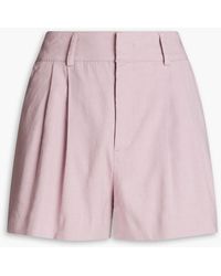 RED Valentino - Pleated Stretch-cotton And Linen-blend Shorts - Lyst