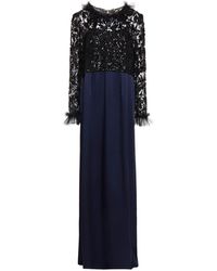 Jenny Packham Embellished Tulle-paneled Satin-crepe Gown - Black