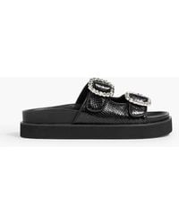 Maje - Buckled Snake-Effect Leather Sandals - Lyst