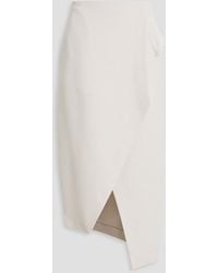 IRO - Jelena Wrap-effect Grain De Poudre Midi Skirt - Lyst
