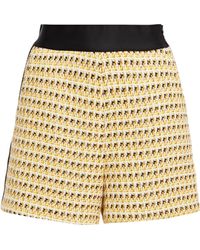 Maje Isidore Metallic Cotton-blend Tweed Shorts Yellow
