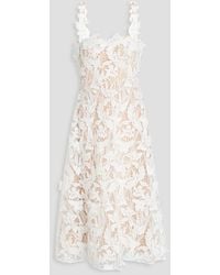 Marchesa - Flared Guipure Lace Midi Dress - Lyst