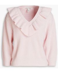 Autumn Cashmere - Ruffled Ribbed Cashmere-blend Sweater - Lyst