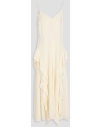 Chloé - Ruffled Silk Crepe De Chine And Crocheted Lace Midi Dress - Lyst