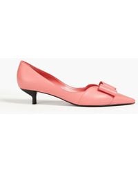 Emporio Armani - Bow-detailed Leather Pumps - Lyst