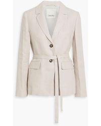 Max Mara - Geremia Belted Linen And Cotton-blend Blazer - Lyst