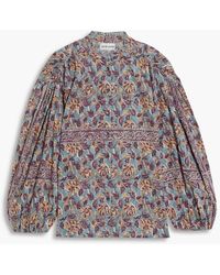 Antik Batik - Fanny Ruched Floral-print Cotton-jacquard Blouse - Lyst