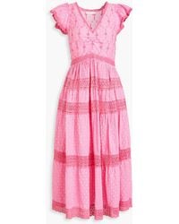 LoveShackFancy - Abena Crocheted Lace-trimmed Polka-dot Cotton Midi Dress - Lyst