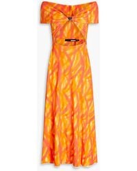 ROTATE BIRGER CHRISTENSEN - Off-the-shoulder Cutout Printed Jersey Midi Dress - Lyst