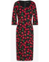 Dolce & Gabbana - Midikleid aus crêpe de chine aus einer seidenmischung mit print - Lyst