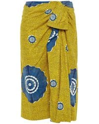 Ulla Johnson Ruffled Printed Cotton-poplin Midi Skirt - Yellow