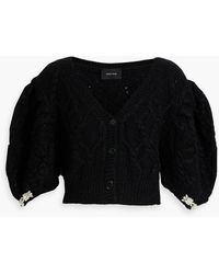 Simone Rocha - Cropped Embellished Cable-knit Alpaca-blend Cardigan - Lyst