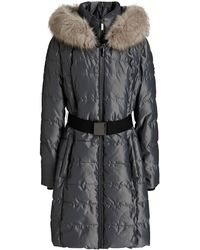 DKNY Faux Fur-trimmed Quilted Shell Hooded Coat - Grey