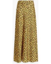 Rabanne - Chain-embellished Leopard-print Satin Maxi Skirt - Lyst