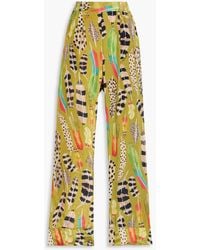 FARM Rio - Cropped Printed Satin Straight-Leg Pants - Lyst