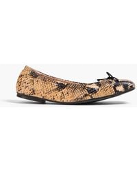Stuart Weitzman - Bardo Snake-Effect Leather Ballets Flats - Lyst