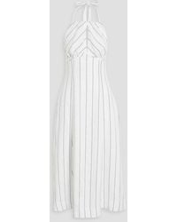 Nicholas - Isadora Cutout Striped Linen-blend Halterneck Midi Dress - Lyst