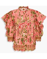 FARM Rio - Oberteil aus baumwolle mit floralem print und biesen - Lyst