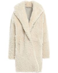 IRO Sunday Reversible Shearling Coat Cream - Natural